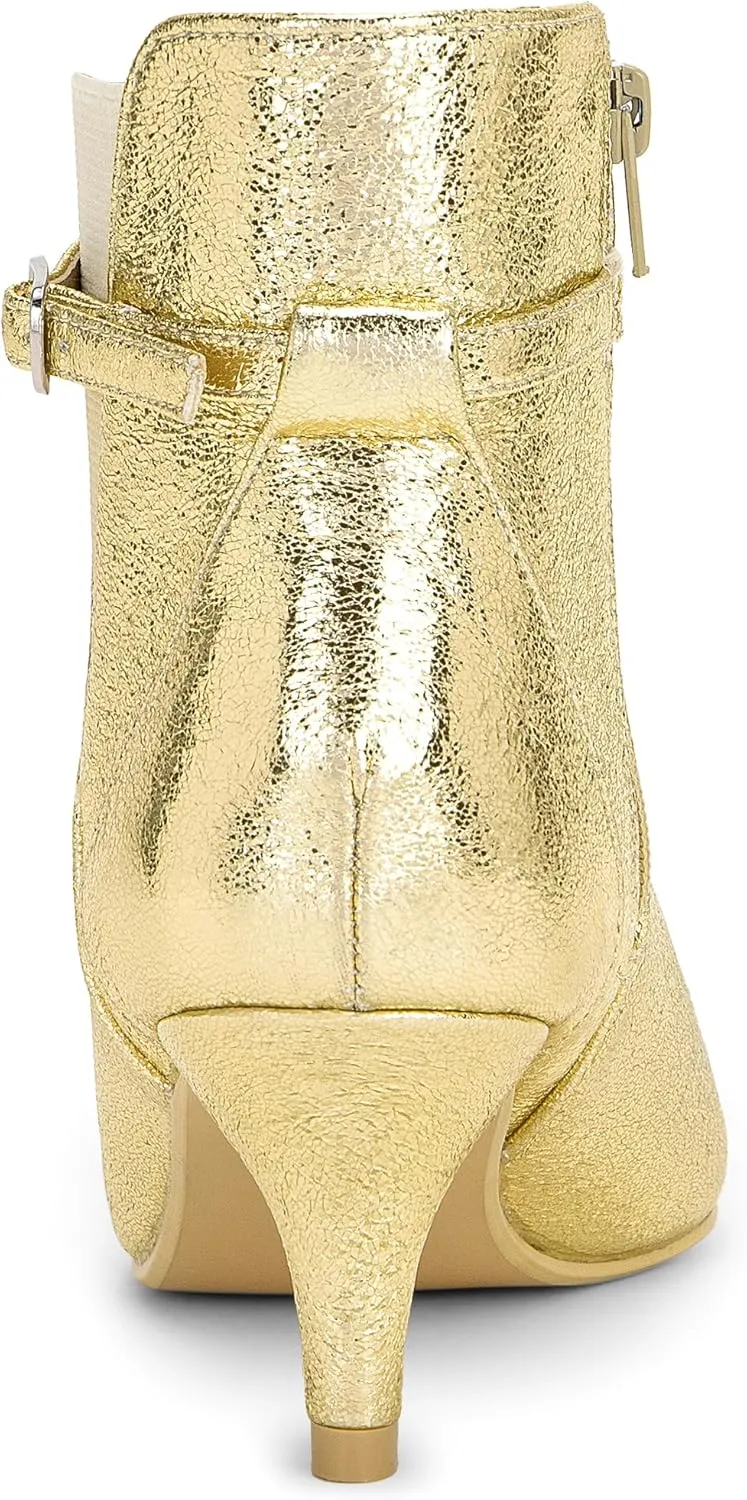 Allegra K Women's Pointed Toe Chelsea Kitten Heels Ankle Boots