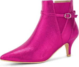 Allegra K Women's Pointed Toe Chelsea Kitten Heels Ankle Boots