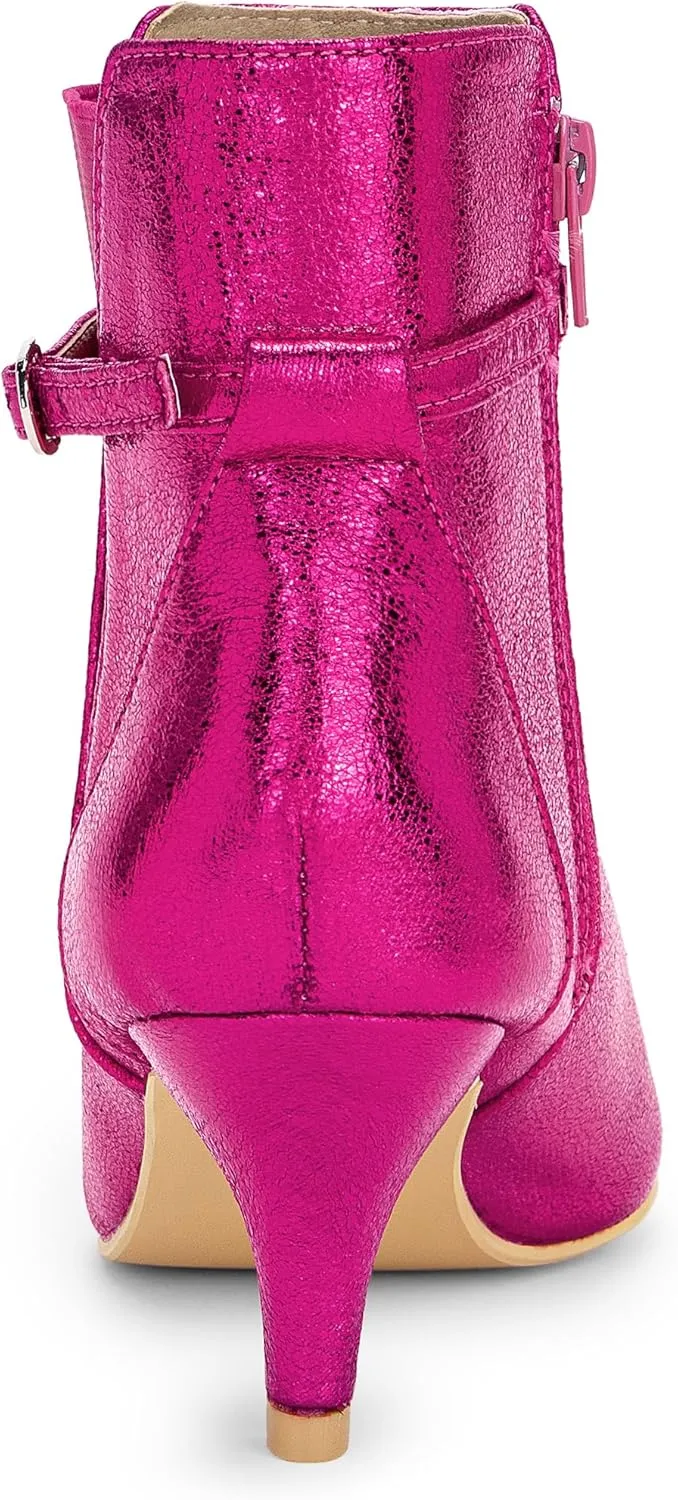 Allegra K Women's Pointed Toe Chelsea Kitten Heels Ankle Boots
