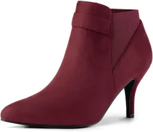 Allegra K Women's Pointed Toe Stiletto Heel Chelsea Ankle Booties