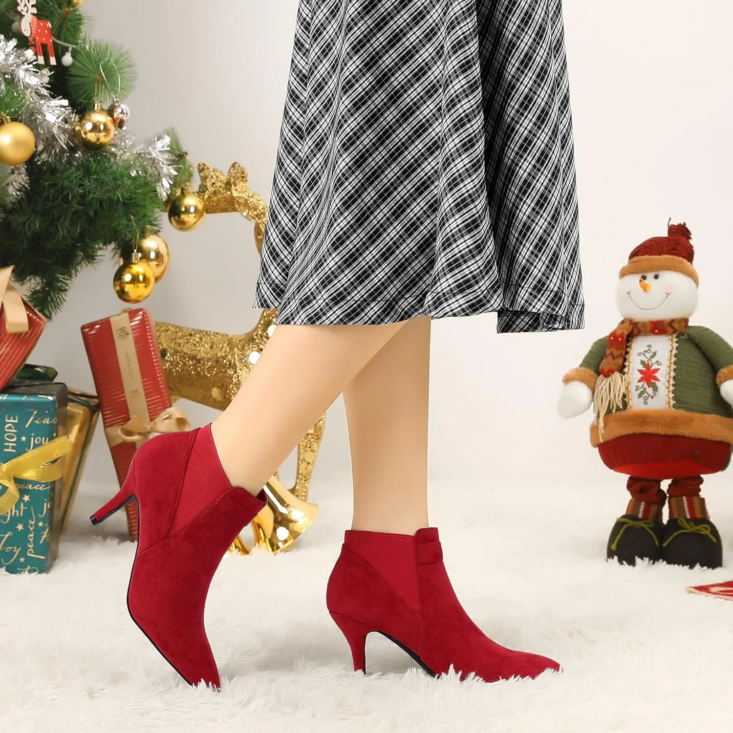 Allegra K Women's Pointed Toe Stiletto Heel Chelsea Ankle Booties