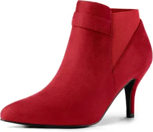 Allegra K Women's Pointed Toe Stiletto Heel Chelsea Ankle Booties