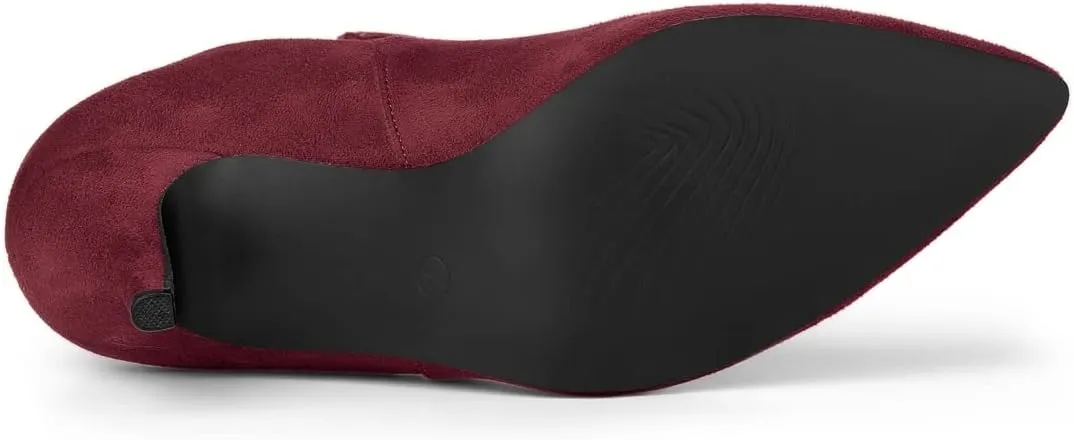 Allegra K Women's Pointed Toe Stiletto Heel Chelsea Ankle Booties