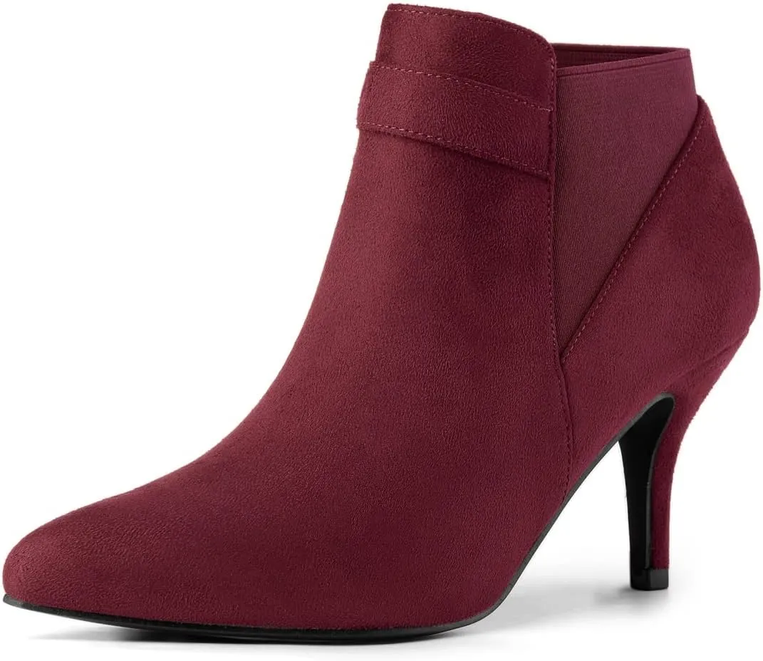 Allegra K Women's Pointed Toe Stiletto Heel Chelsea Ankle Booties