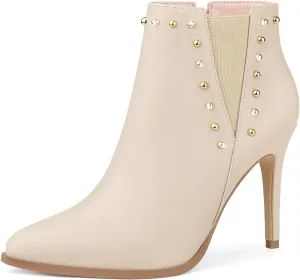 Allegra K Women's Pointed Toe Stiletto Heels Heel Chelsea Ankle Boots