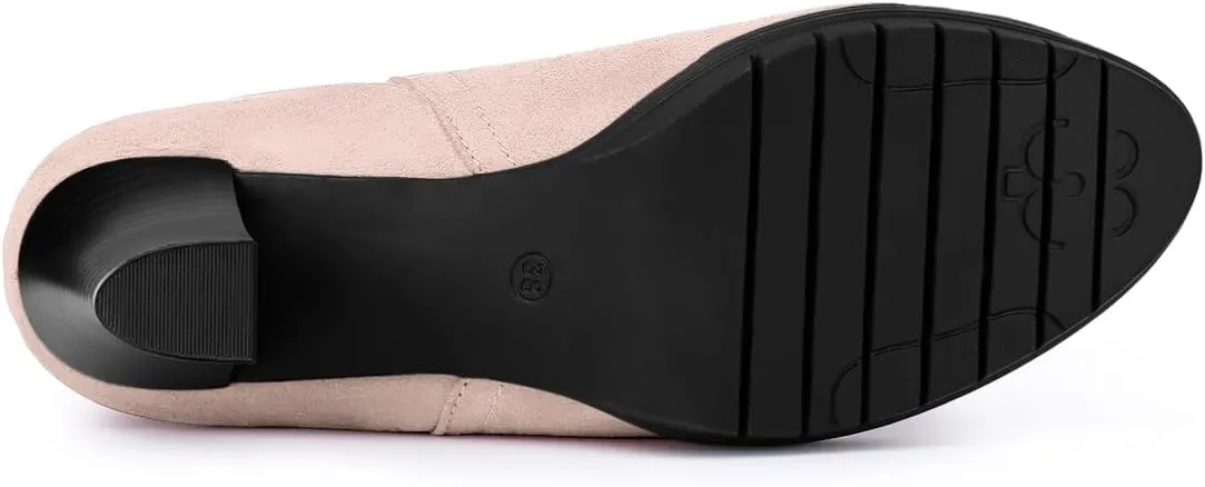 Allegra K Women's Round Toe Block Heels Chelsea Ankle Boots