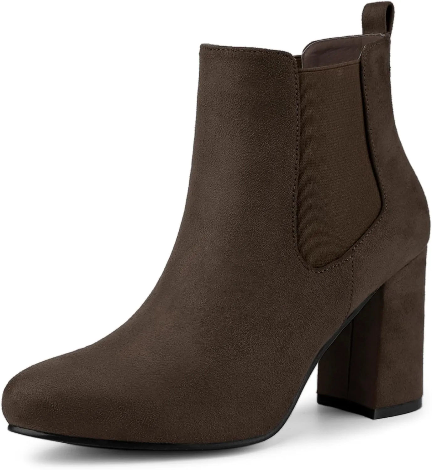 Allegra K Women's Round Toe Chunky High Heels Ankle Chelsea Boots