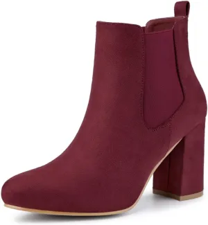 Allegra K Women's Round Toe Chunky High Heels Ankle Chelsea Boots