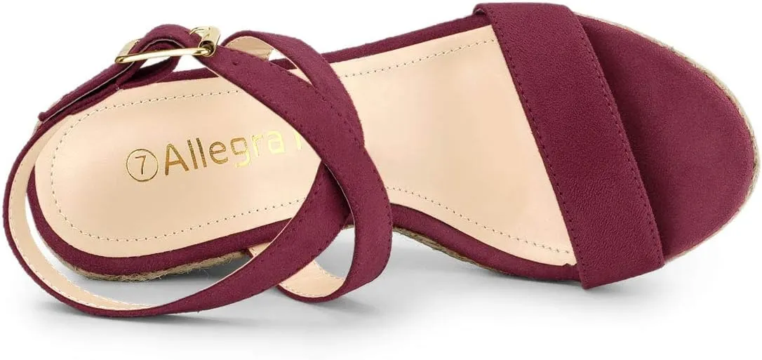Allegra K Women's Slingback Crisscross Espadrille Wedges Heel Sandals
