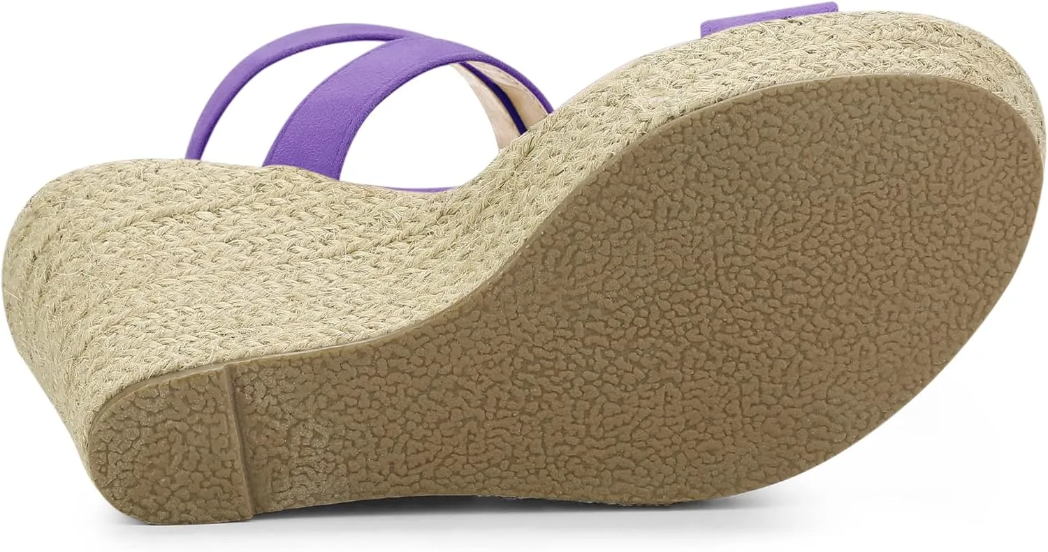 Allegra K Women's Slingback Crisscross Espadrille Wedges Heel Sandals