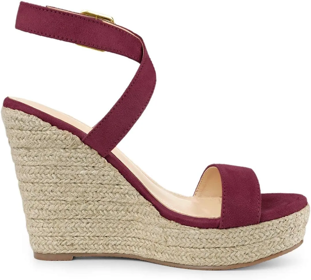 Allegra K Women's Slingback Crisscross Espadrille Wedges Heel Sandals
