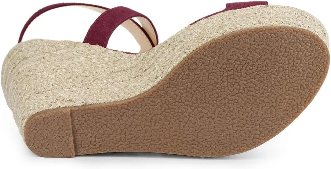 Allegra K Women's Slingback Crisscross Espadrille Wedges Heel Sandals