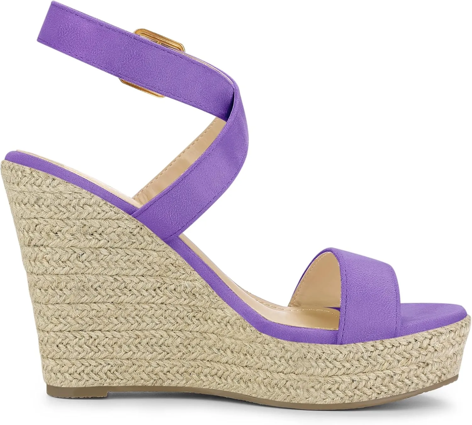 Allegra K Women's Slingback Crisscross Espadrille Wedges Heel Sandals
