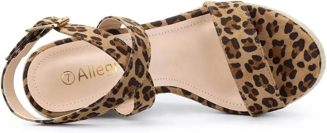 Allegra K Women's Slingback Crisscross Espadrille Wedges Heel Sandals