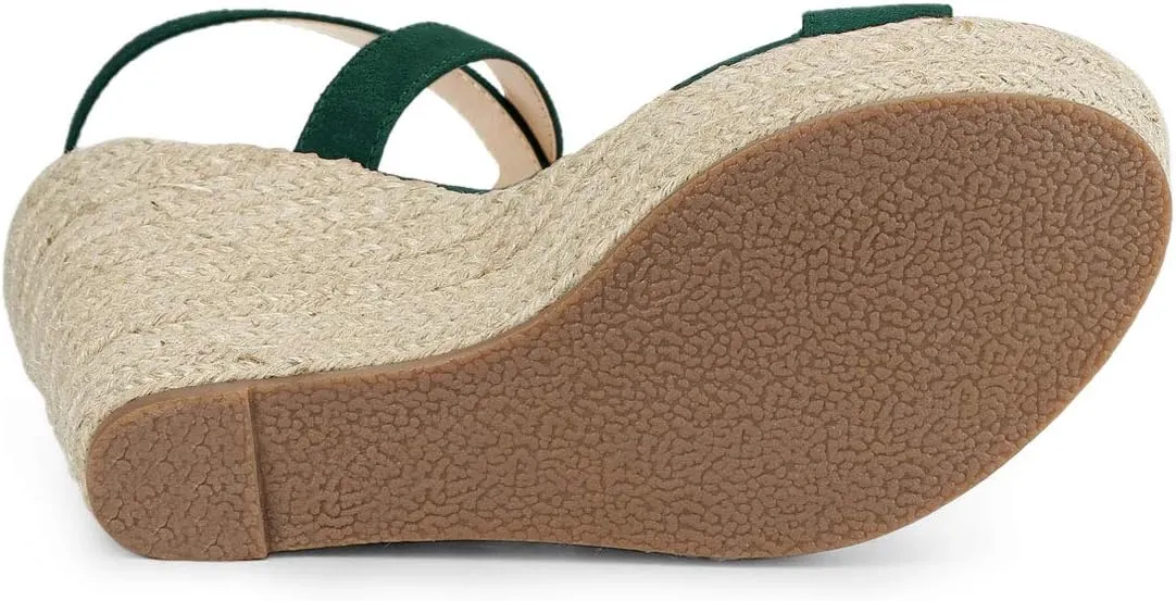 Allegra K Women's Slingback Crisscross Espadrille Wedges Heel Sandals