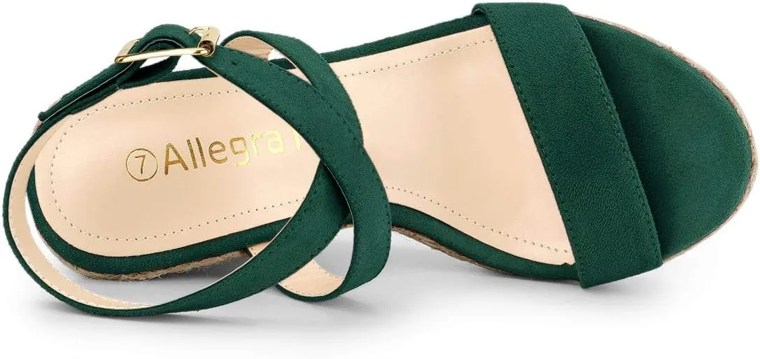 Allegra K Women's Slingback Crisscross Espadrille Wedges Heel Sandals