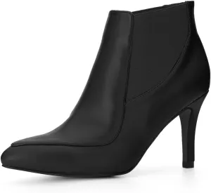 Allegra K Women's Stiletto Heel Pointed Toe Chelsea Booties