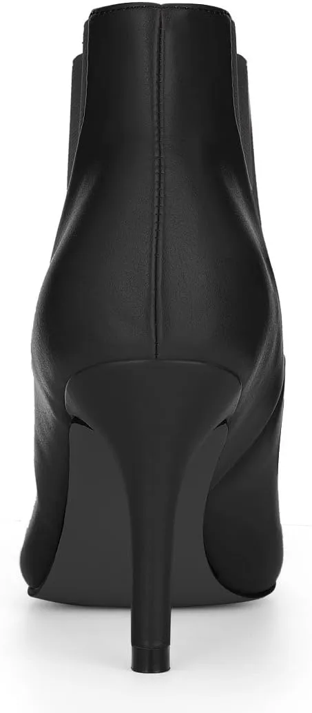 Allegra K Women's Stiletto Heel Pointed Toe Chelsea Booties