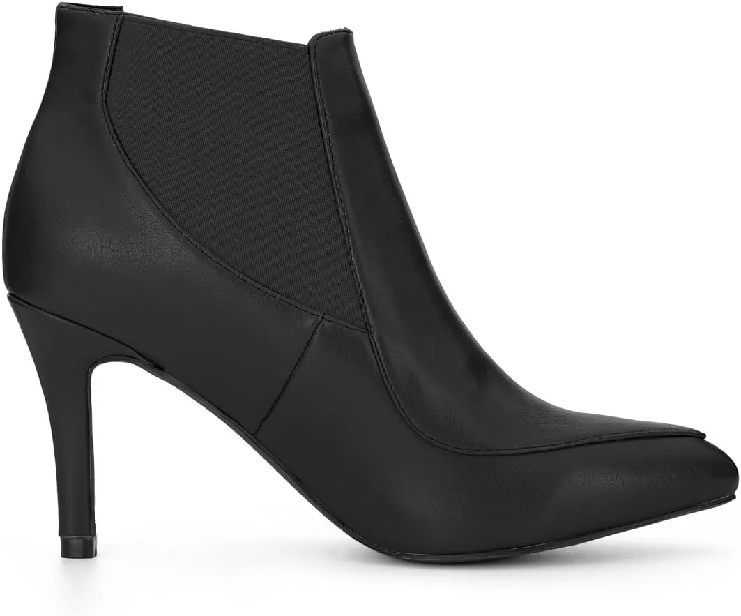 Allegra K Women's Stiletto Heel Pointed Toe Chelsea Booties