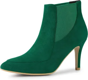 Allegra K Women's Stiletto Heel Pointed Toe Chelsea Booties
