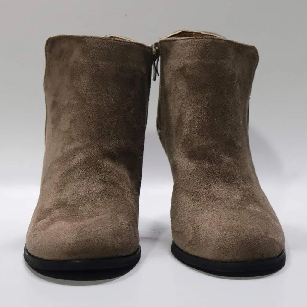 AMDBEL Booties for Women Dressy 2024 Ankle Boots Round Toe Wedge Short Boot Zipper Suede Winter Ladies Walking Shoes