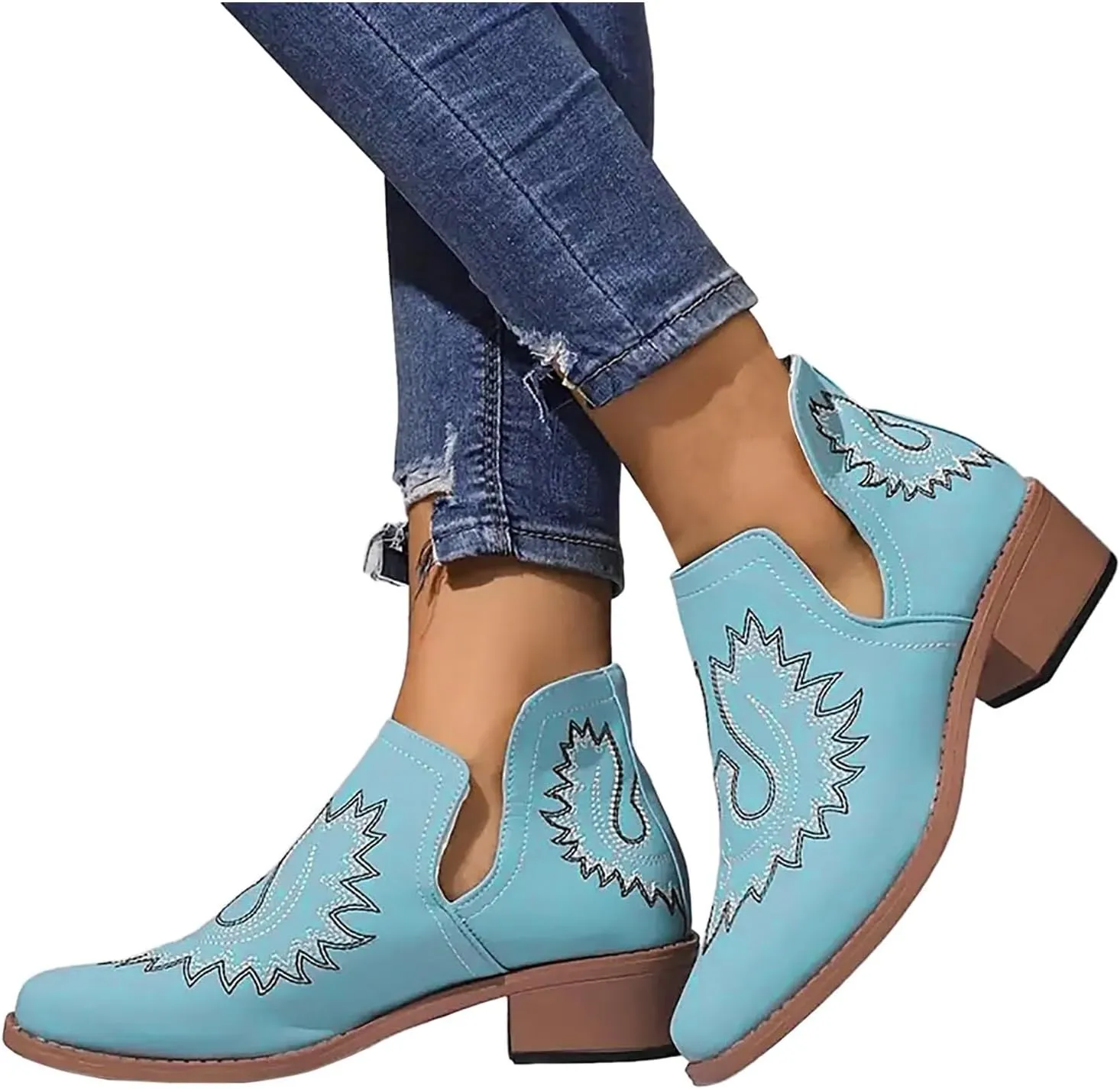 AMDBEL Booties for Women Dressy 2024 Ankle Boots Slip On Low Heel Stylish Western Short Boots Fall Winter Shoes