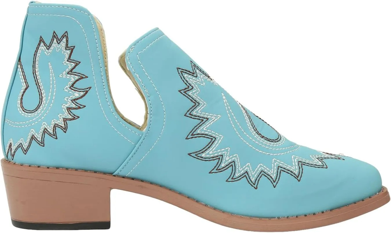 AMDBEL Booties for Women Dressy 2024 Ankle Boots Slip On Low Heel Stylish Western Short Boots Fall Winter Shoes