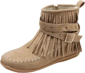 AMDBEL Fall Boots for Women 2024, Women's Ankle Boots Low Heel Side Zipper Tassel Flat Short Boots Casual Walking Booties