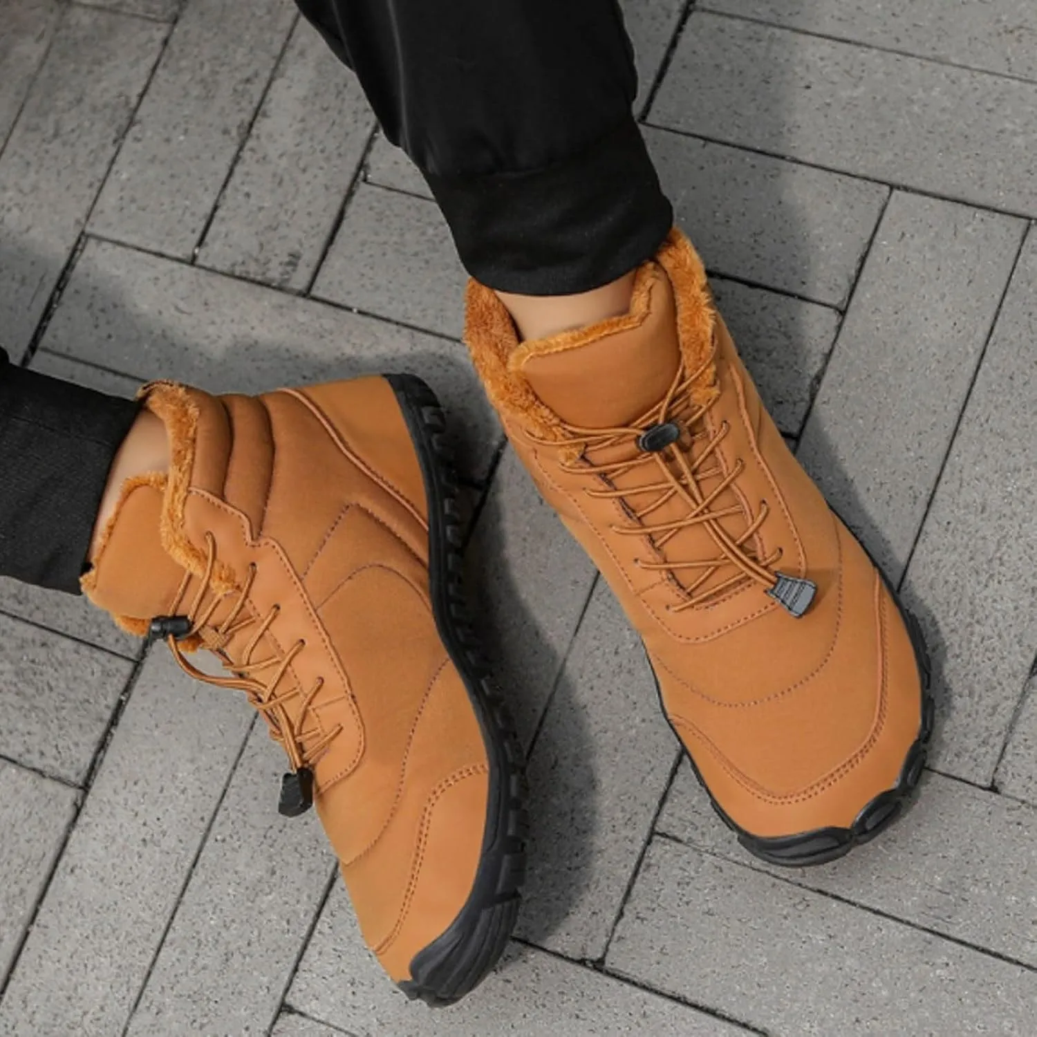 AMDBEL SWinter Barefoot Shoes Women Men, Hiking Footwear Barefoot Snow Boots, Warm Non-Slip Waterproof Barefoot Shoes