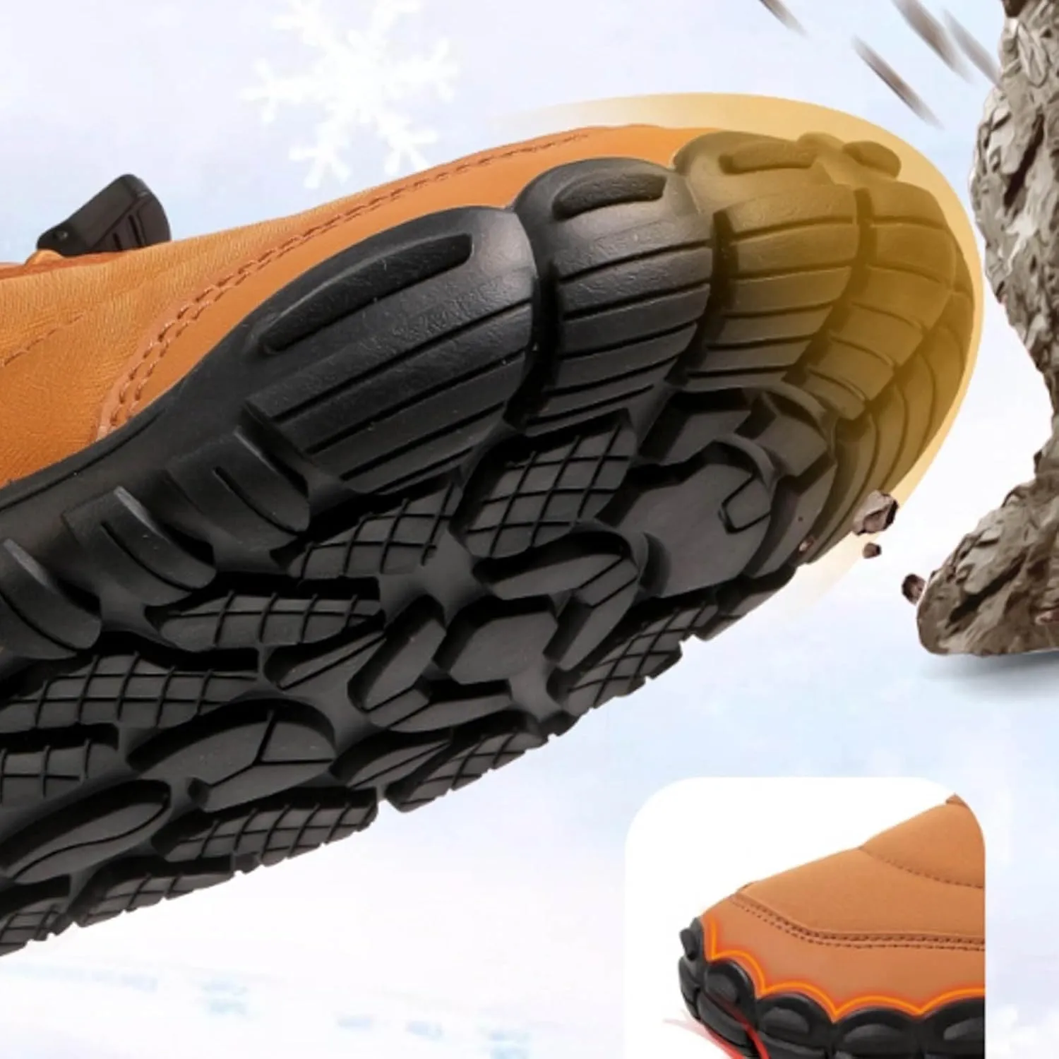 AMDBEL SWinter Barefoot Shoes Women Men, Hiking Footwear Barefoot Snow Boots, Warm Non-Slip Waterproof Barefoot Shoes