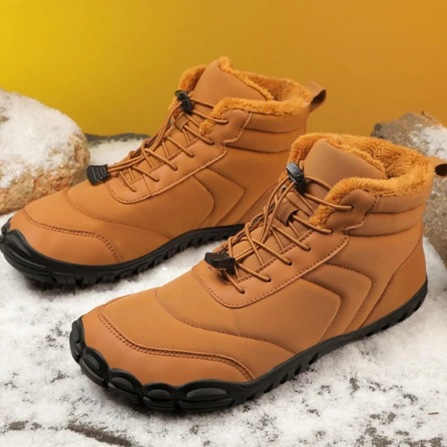 AMDBEL SWinter Barefoot Shoes Women Men, Hiking Footwear Barefoot Snow Boots, Warm Non-Slip Waterproof Barefoot Shoes