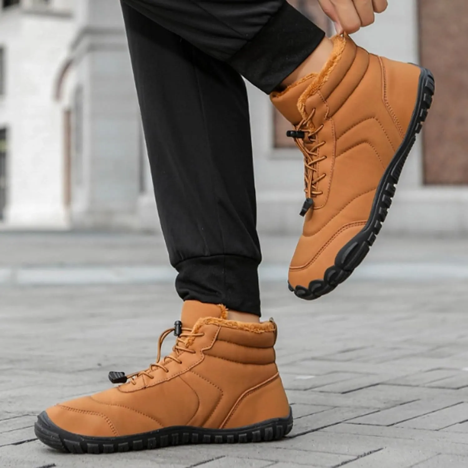 AMDBEL SWinter Barefoot Shoes Women Men, Hiking Footwear Barefoot Snow Boots, Warm Non-Slip Waterproof Barefoot Shoes