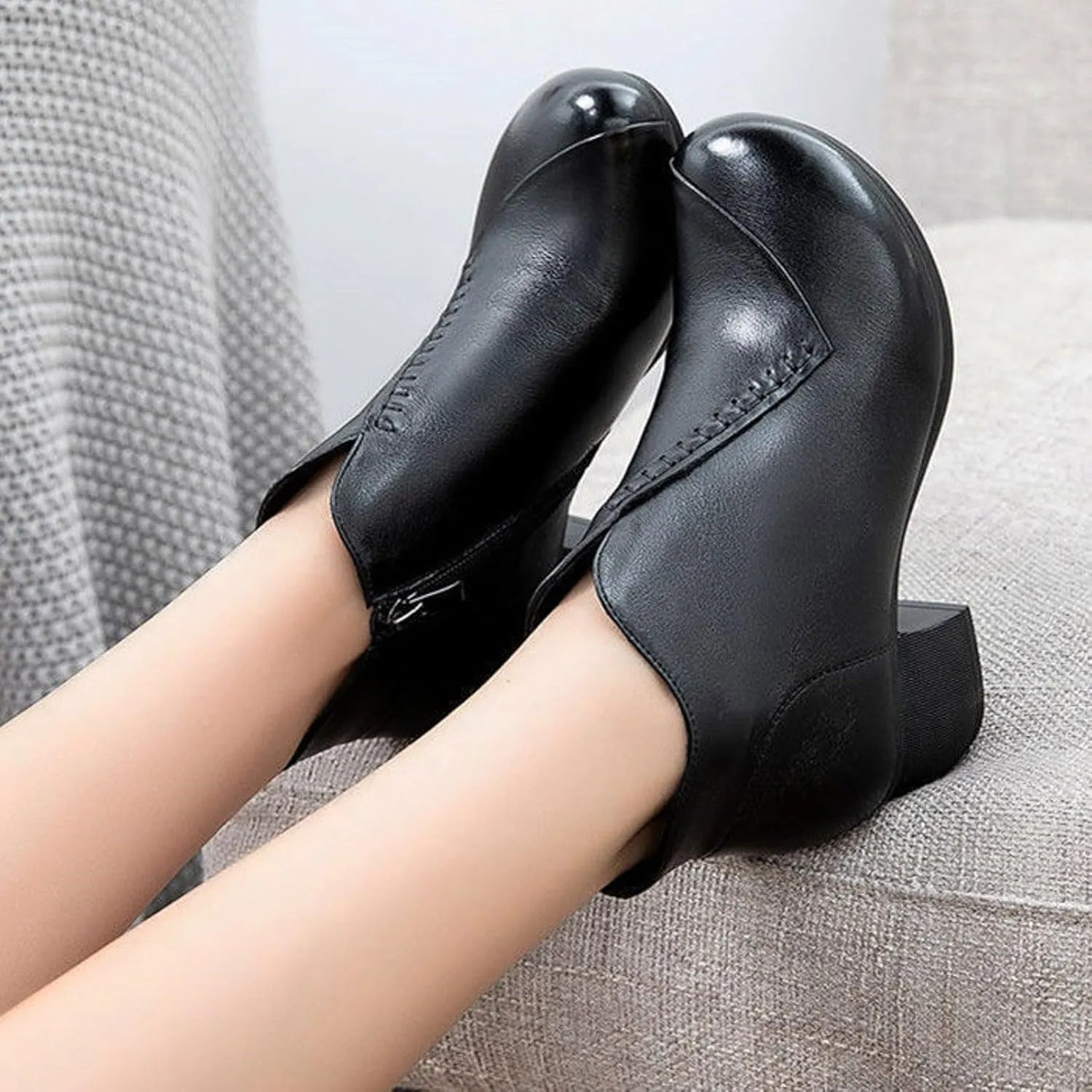 AMDBEL Winter Boots for Women 2024 Ankle Booties Thick Heel Short Boots Fashion Casual Boots Closed Toe Fall Winter Shoes
