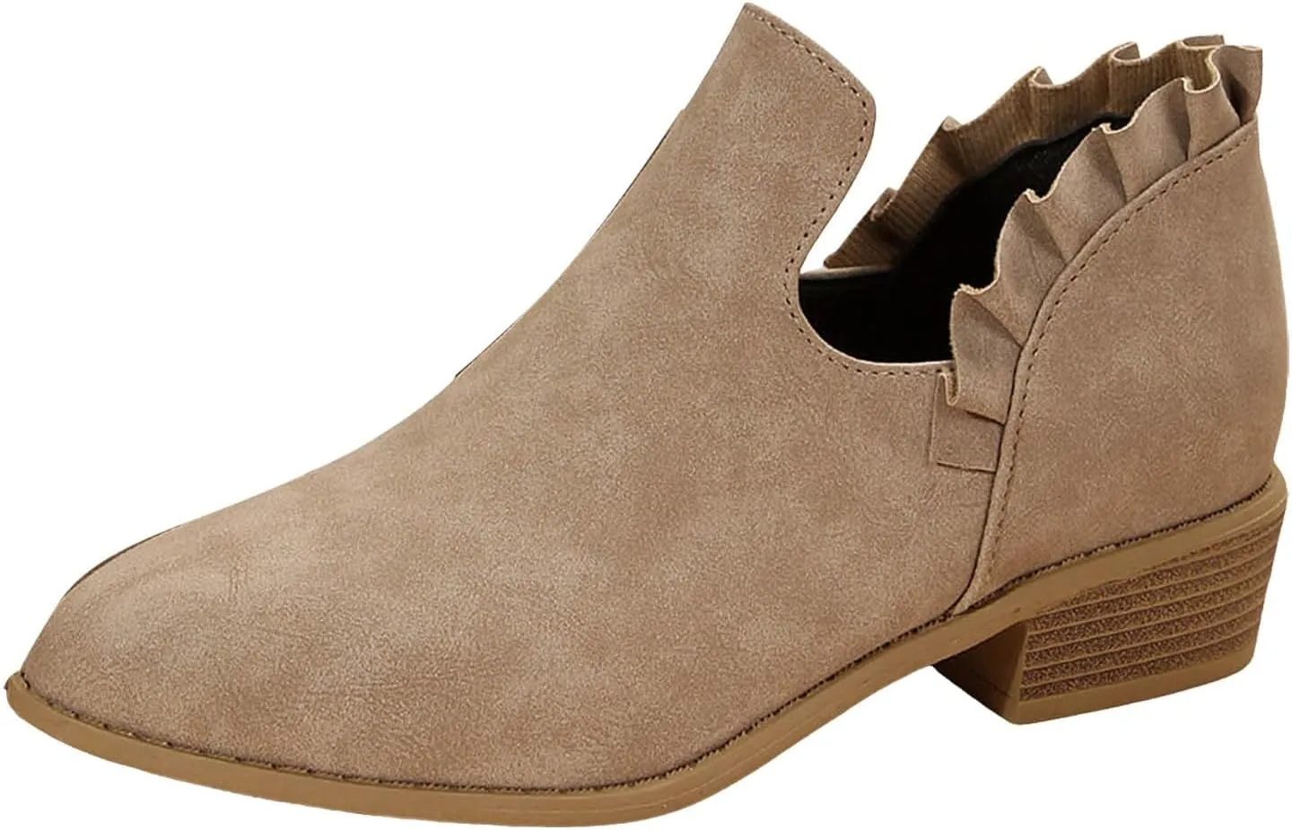 AMDBEL Womens Boots Ankle, Ankle Booties Low Heel Short Boots V Cut Chelsea Boots Pointd Toe Fall Winter Dressy Shoes