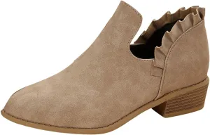 AMDBEL Womens Boots Ankle, Ankle Booties Low Heel Short Boots V Cut Chelsea Boots Pointd Toe Fall Winter Dressy Shoes