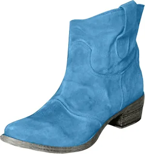 AMDBEL Womens Boots Ankle, Women's Ankle Boots Chunky Low Heel Suede Mid Calf Zipper Cowboy Boots Winter Booties