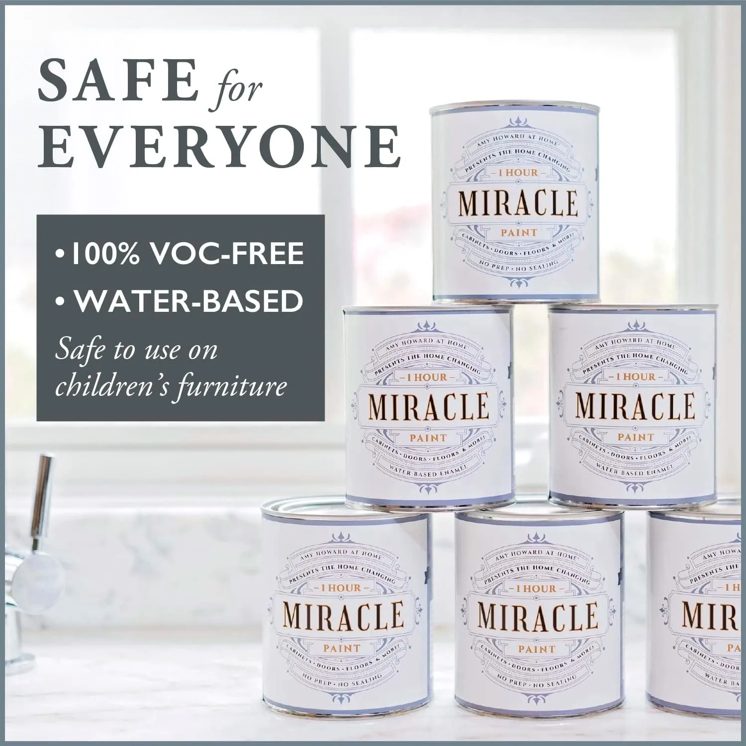 AMY HOWARD AT HOME - One Hour Miracle Water-Based Enamel Paint - Scrubbable Eggshell Finish All In One Paint - No Stripping, Sanding, or Priming - 32 OZ Brown Derby