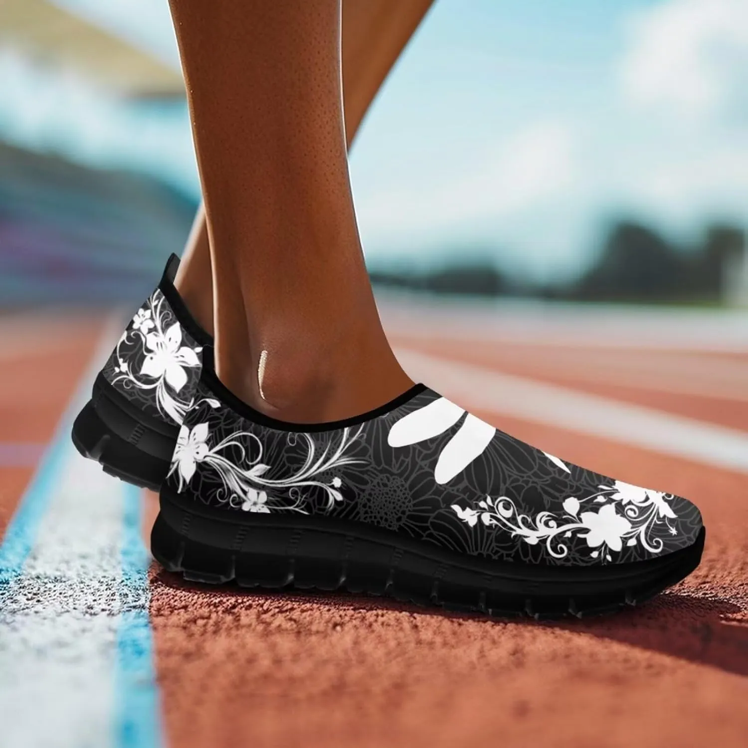 Animals Print Slip On Shoes for Women Low Cut Casual Lightweight Breathable Non Slip Mesh Shoes