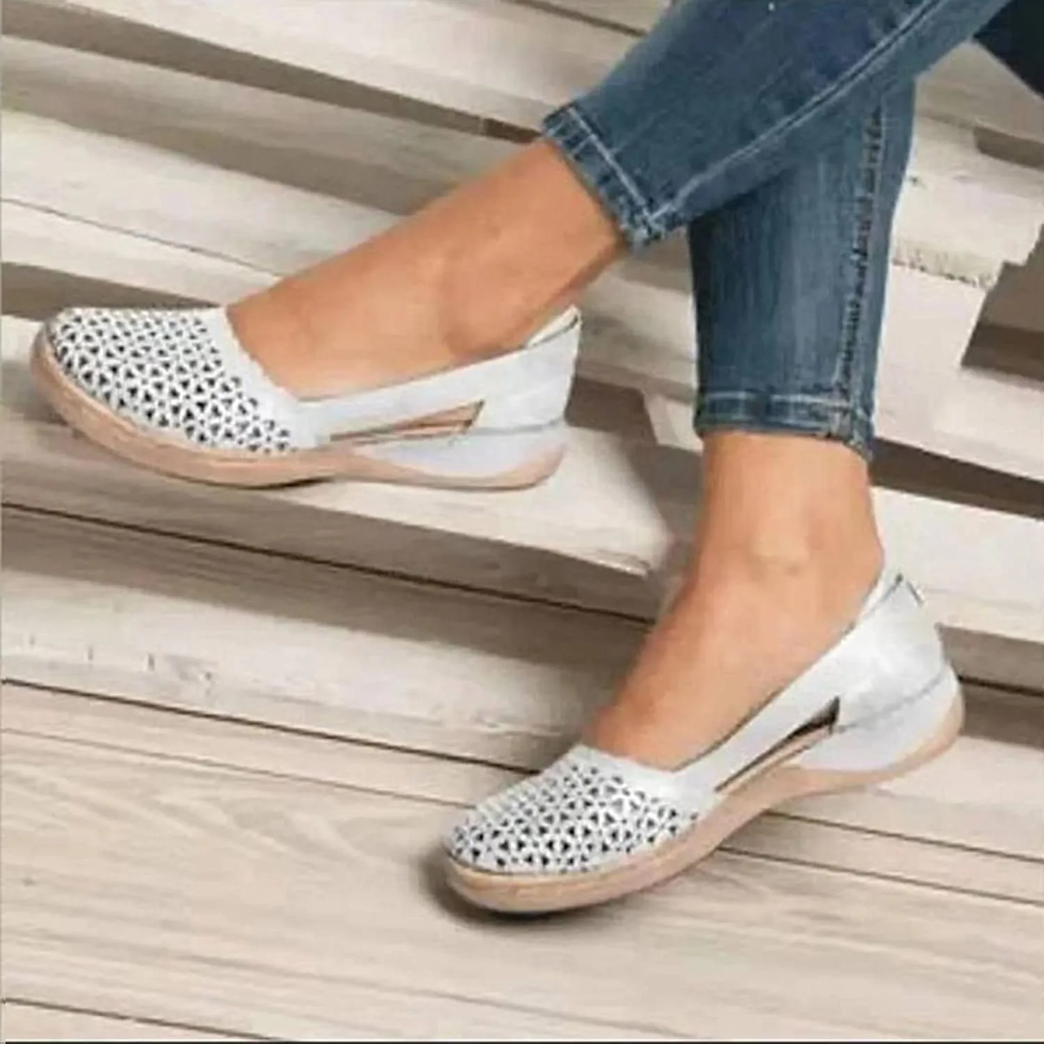 Aniywn Women's Criss Cross Strap Ballet Flat Shoes Elastic Ankle Strap Slip On Flats Shoes Casual Non Slip Walking Shoes