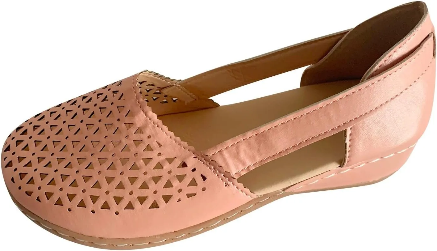 Aniywn Women's Criss Cross Strap Ballet Flat Shoes Elastic Ankle Strap Slip On Flats Shoes Casual Non Slip Walking Shoes