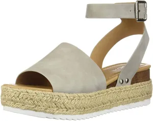 Ankle Sandals Open Nubuck) US, Toe Strap Gray Soda Studded (7 Espadrilles Fast response Heavy-duty M Topic Flatform Wedge Gray