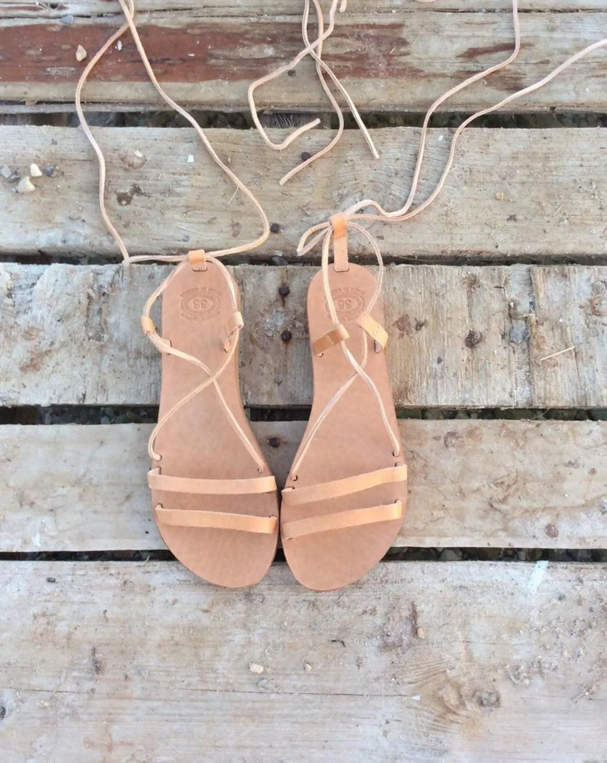 Ankle tie Greek Leather Sandals, Tie up Handmade shoes for women, Gladiator Sandals, Lace up Summer flats, summer wedding shoes, ankle wrap (US10)