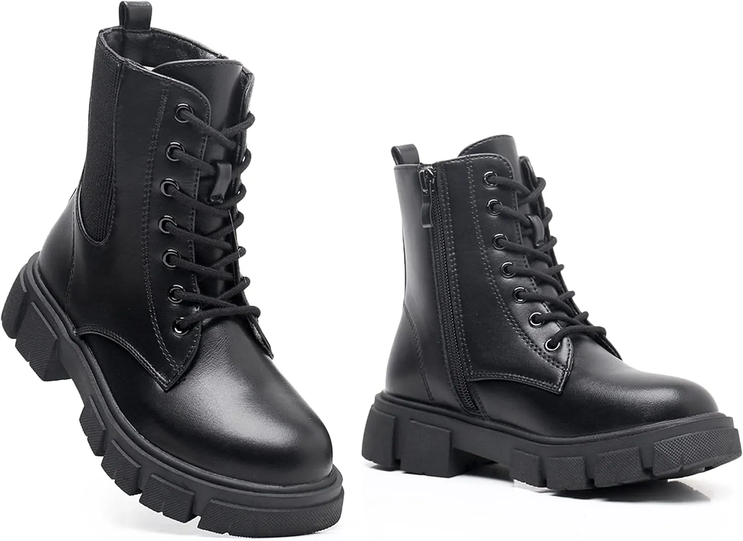 Apakowa Girls Combat Boots Fashion Ankle Booties Side Zipper Boots (Little Kid/Big Kid)