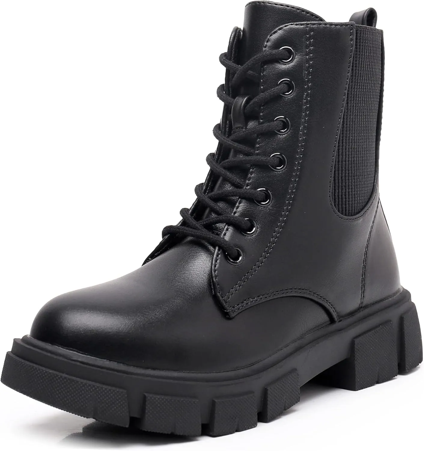 Apakowa Girls Combat Boots Fashion Ankle Booties Side Zipper Boots (Little Kid/Big Kid)