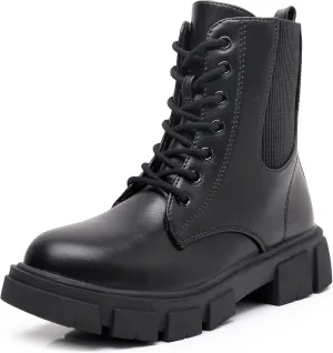 Apakowa Girls Combat Boots Fashion Ankle Booties Side Zipper Boots (Little Kid/Big Kid)