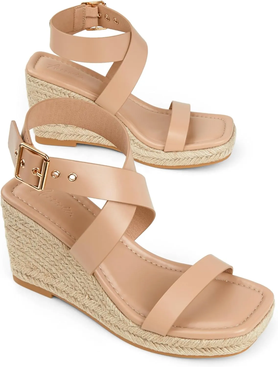 Arromic Women's Wedge Sandals Espadrille Strappy Platform Wedge Heels Sandals Casual Summer Beach Sandals Wedges Shoes for Women