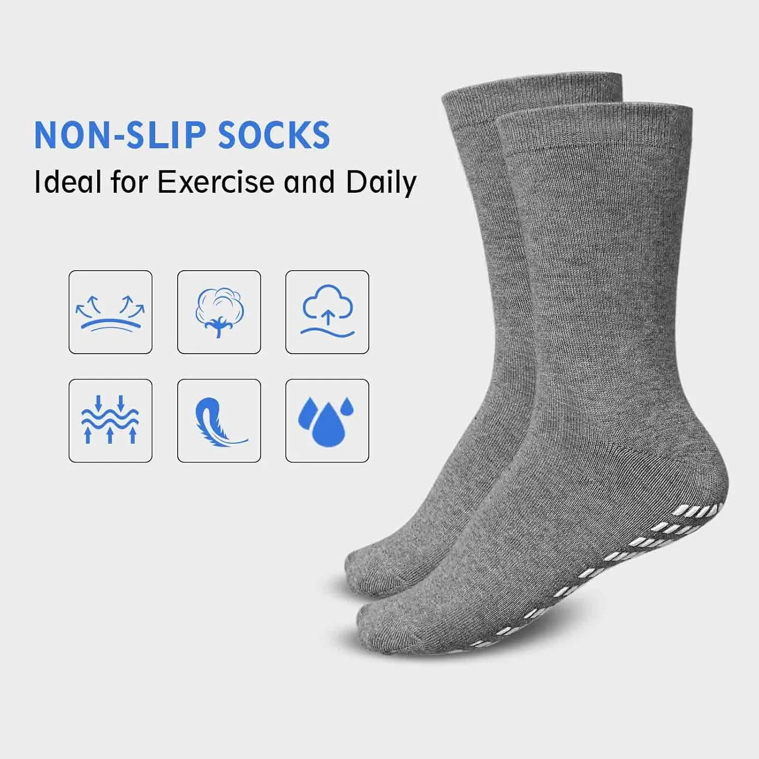 Artfasion Non Slip Socks Men: Women Grip Anti Slip Socks for Seniors Hospital Yoga Pilates