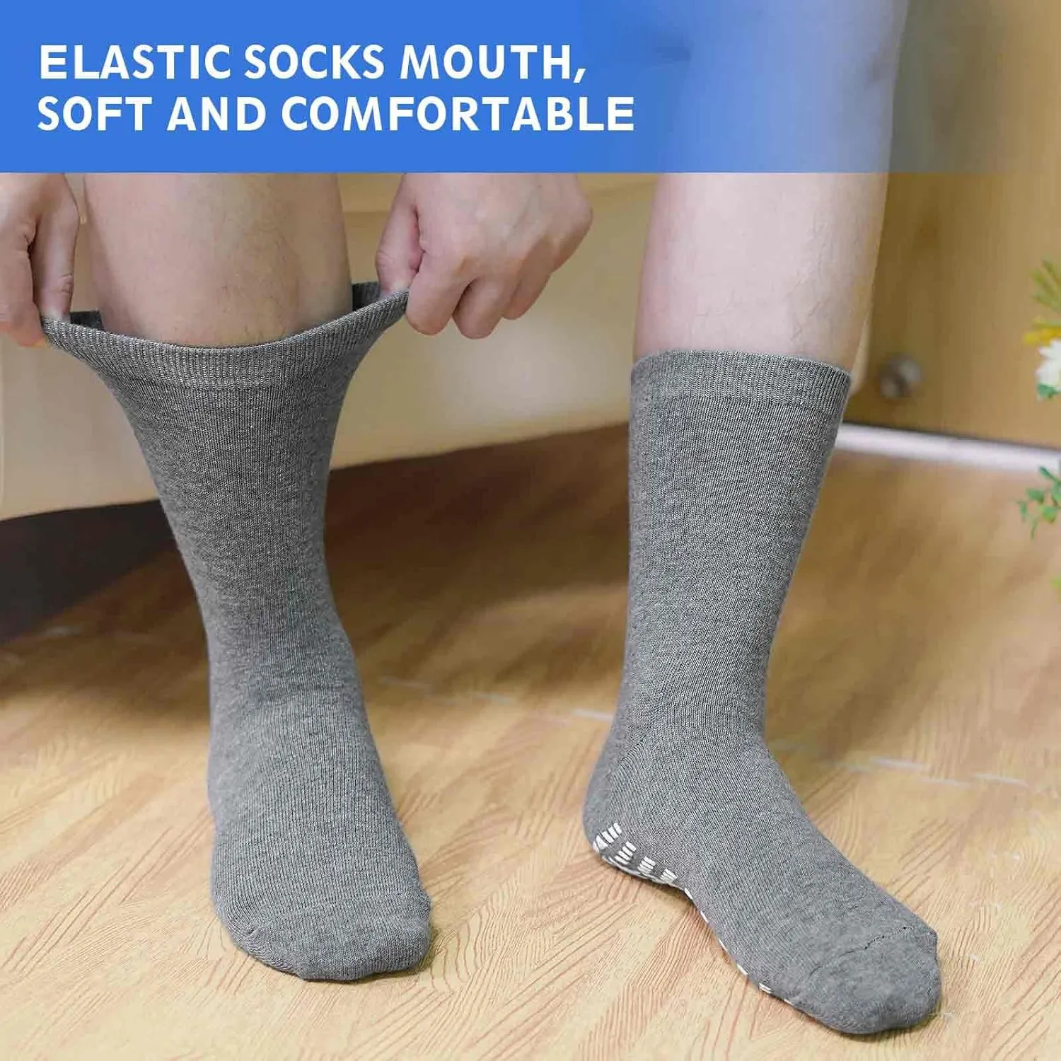 Artfasion Non Slip Socks Men: Women Grip Anti Slip Socks for Seniors Hospital Yoga Pilates