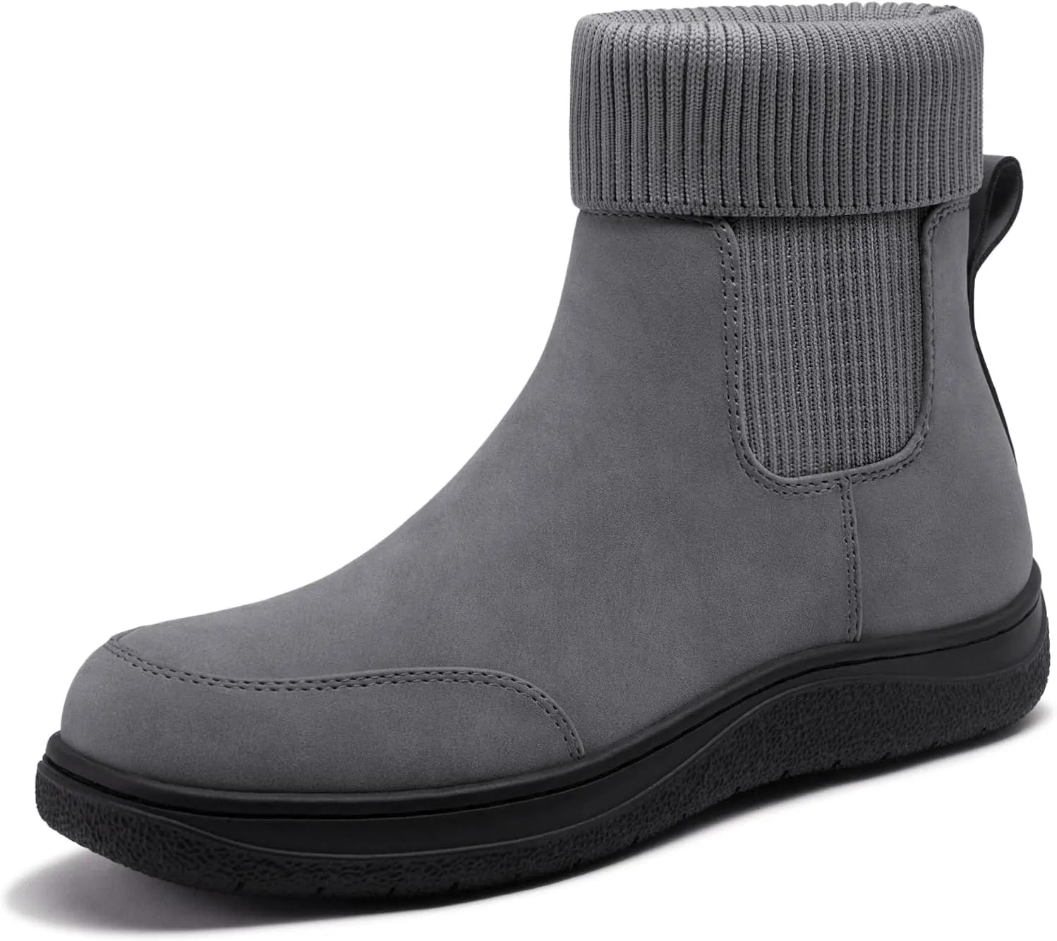 Athlefit Women's Chelsea Ankle Boots Comfortable Winter Short Leather Boots Fashion Slip On Elastic Sock Booties Wide Width