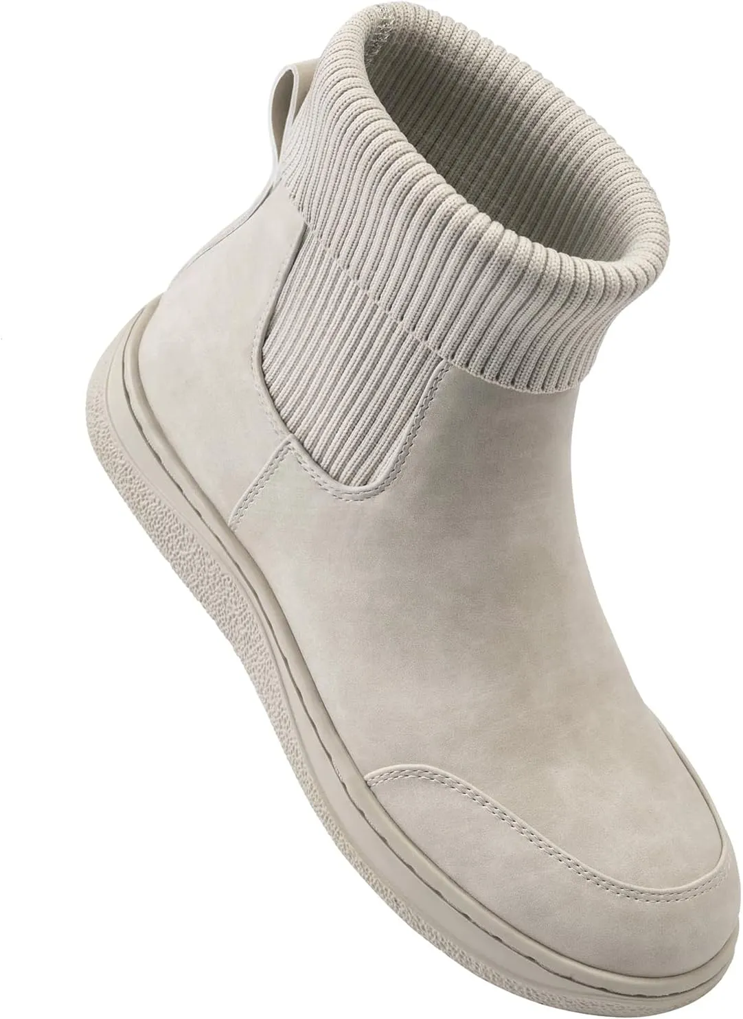 Athlefit Women's Chelsea Ankle Boots Comfortable Winter Short Leather Boots Fashion Slip On Elastic Sock Booties Wide Width